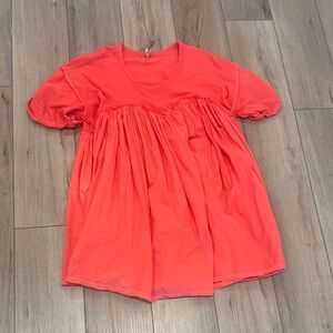 Free People Vibrant Coral Mini Tunic Dress